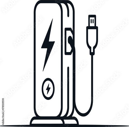 Electric vehicle charging hub vector icon illustration for business and design