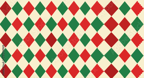 Festive red and green diamond pattern holiday design
