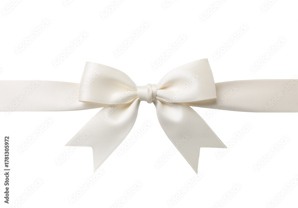 Naklejka premium Cream Satin Bow on White – Delicate, Elegant Symbol of Sophistication and Purity