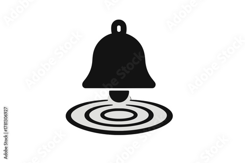 Black silhouette icon of a ringing bell symbolizing notification alert or alarm