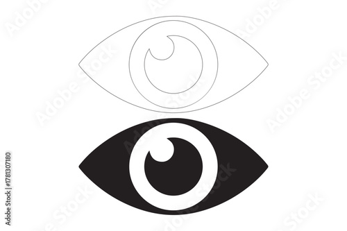 Contrasting stylized eyes black and white outline