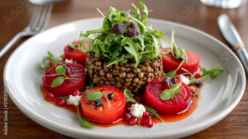 Wallpaper Mural Lentil salad with beets, tomatoes, and arugula Torontodigital.ca