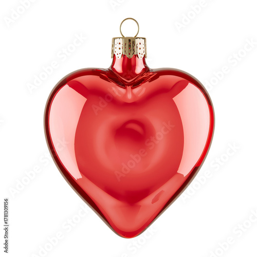 Heart-shaped Ornament Hanging From a Gold-Edged Cap in Vibrant Pink Glass.