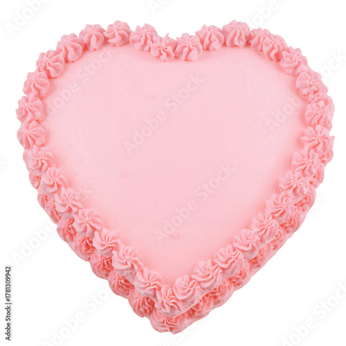 Heart-shaped Pink Cake With a Decorative Frosting Border Ready for a Celebrat...