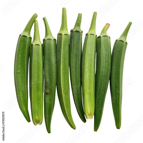 Fresh Okra in a Neat Row Ready for Cooking or Preparation in a Healthy Meal