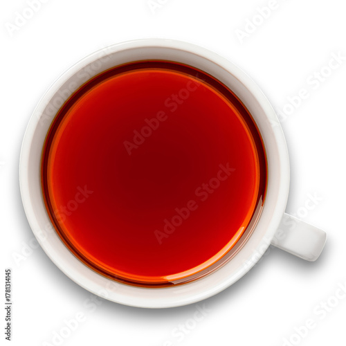 Bright Red Cup of Tea Placed on a Clean White Surface in a Cozy Setting
