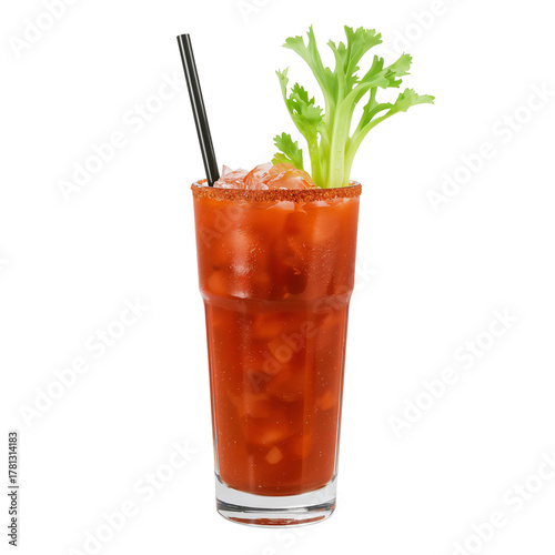 Refreshing Tomato-Based Drink Served With a Celery Garnish on a Warm Day