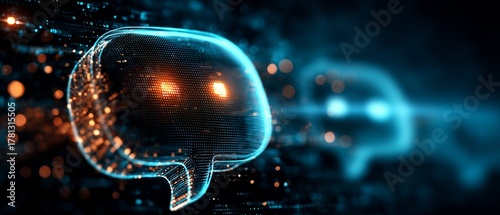 The image evokes innovation, science, and the power of the mind. Technology with charm and playful curiosity. Chatbot concept.
