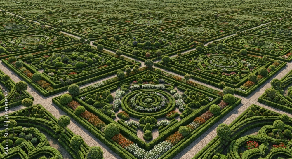 Fototapeta premium Vast Formal French Garden with Intricate Geometric Parterres and Mazes.