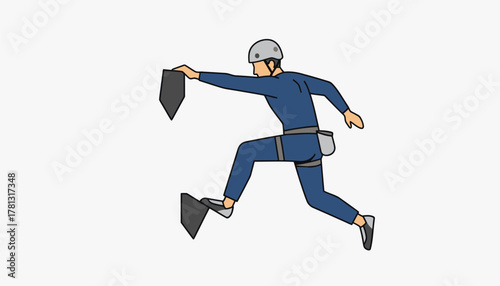 A climber performs a dynamic move to reach a distant handhold illustrating the athleticism and creativity required in difficult climbing sequences.