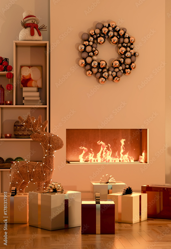 Naklejka premium Large luxury modern bright interiors Living room mockup illustration 3D rendering image