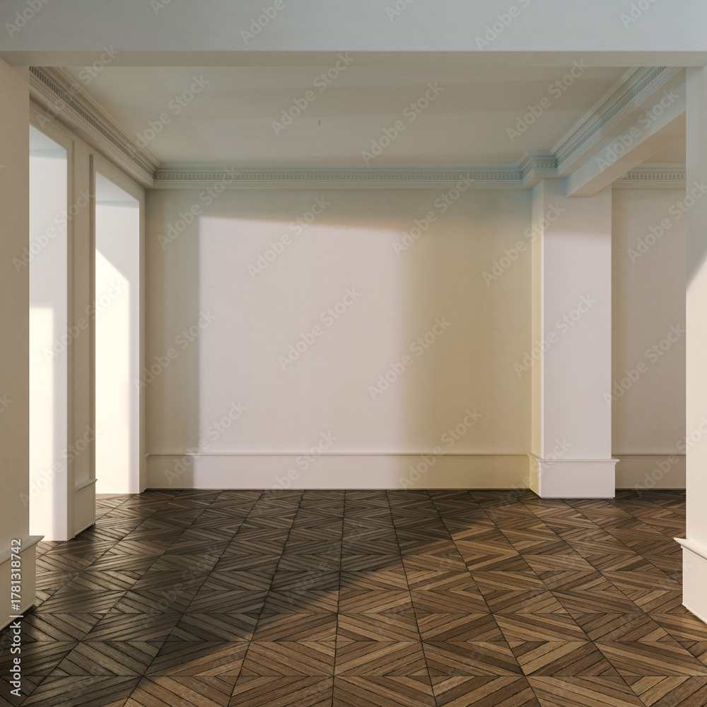 Naklejka premium Large luxury modern bright interiors Living room mockup illustration 3D rendering image