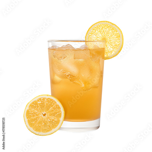 Refreshing Ginger Lemonade Served With Ice and Fresh Lemon Slices on a Bright...