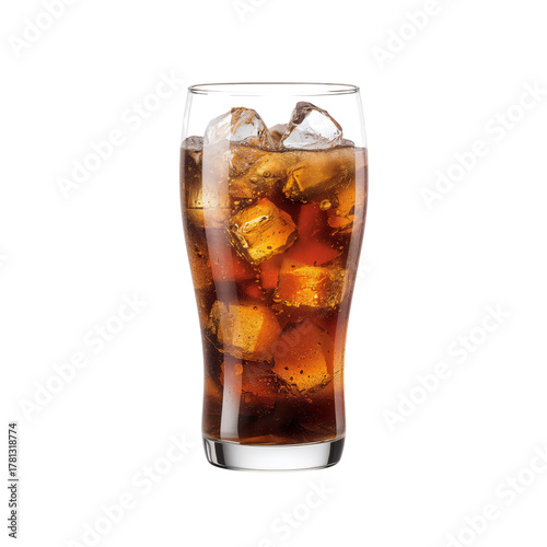 Refreshing Cold Beverage Served in a Tall Glass With Ice Cubes on a Hot Summe...