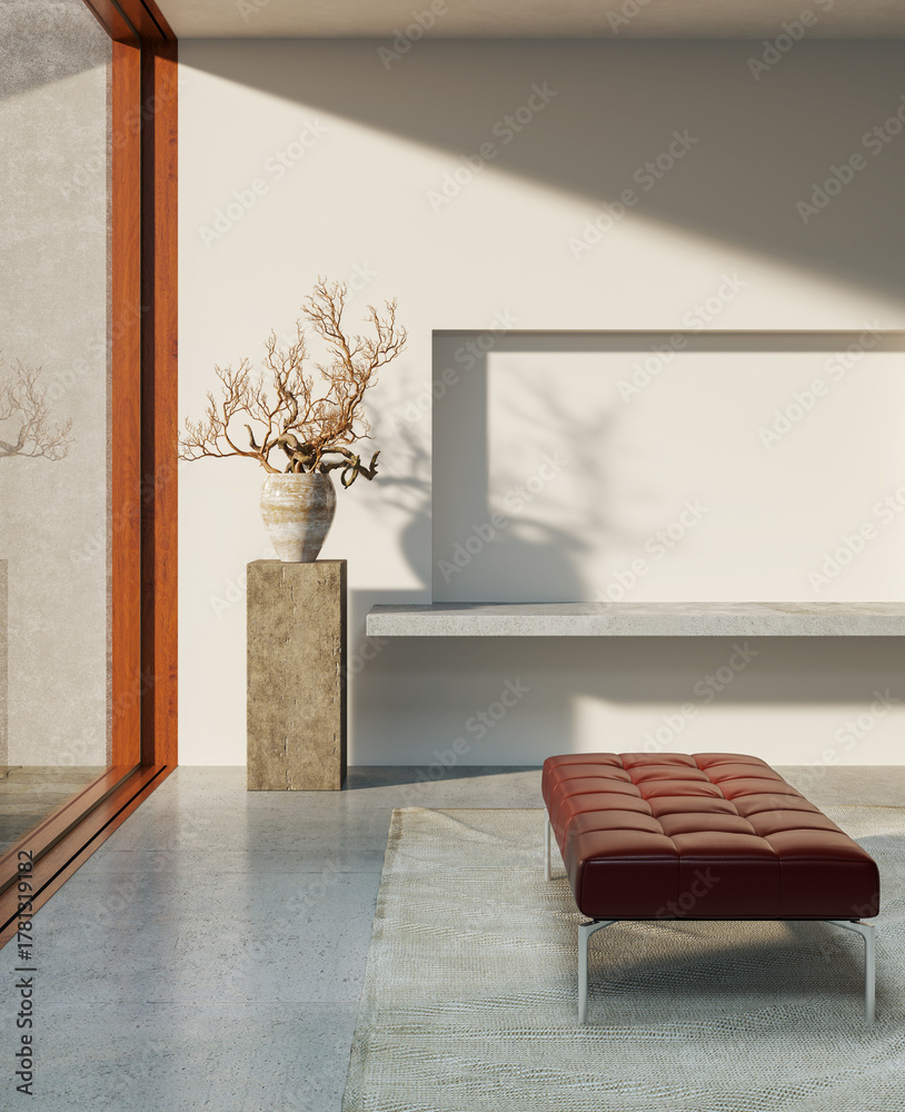 Naklejka premium Large luxury modern bright interiors Living room mockup illustration 3D rendering image