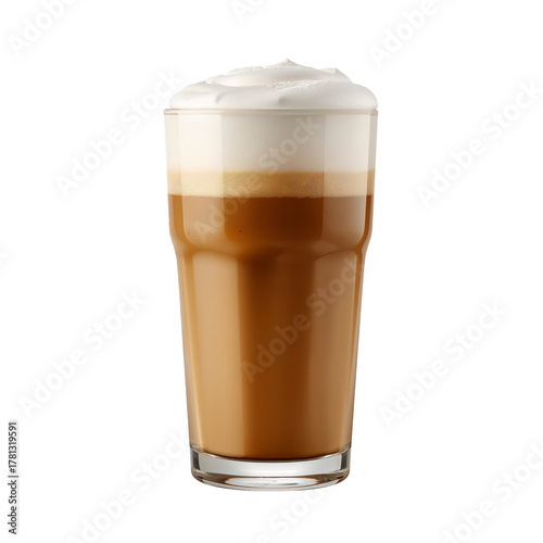 Creamy Coffee Beverage Served in a Tall Glass During the Morning Hours