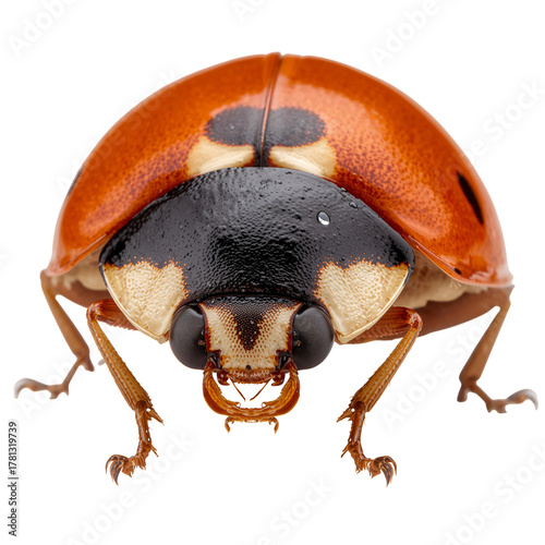 Colorful Ladybug Resting on a Leaf in a Garden During Sunny Afternoon