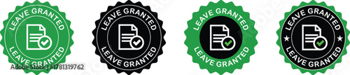 Leave Granted Stamp Icons | Green and Black Approval Seals for HR, Time Off, Vacation Requests | leave granted stamp icon, official leave approval seal, granted leave badge design