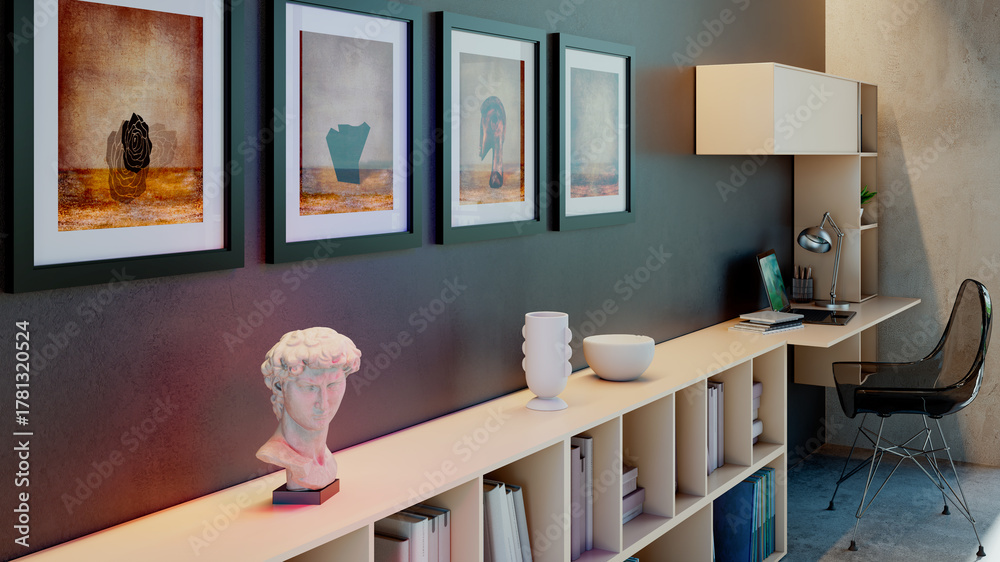 Obraz premium Large luxury modern bright interiors Living room mockup illustration 3D rendering image