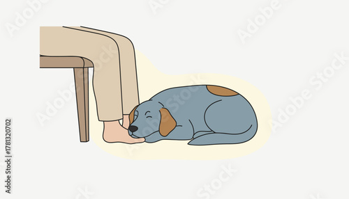 A sketch of a therapy dog resting calmly at the clients feet showcasing the comfort of animalassisted therapy.