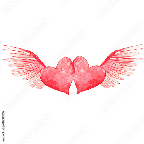 Hearts With Wings Symbolizing Love and Freedom in Artistic Design for Celebra...