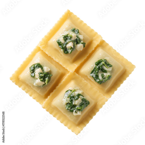 Homemade Ravioli Topped With Fresh Basil and Cheese in Creamy Sauce.
