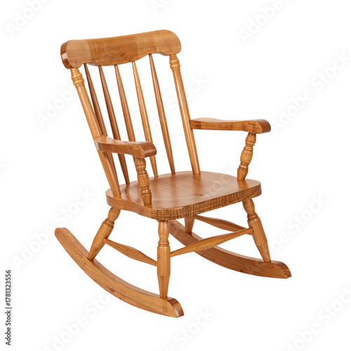 Classic Wooden Rocking Chair in a Cozy Living Room Setting During Afternoon L...