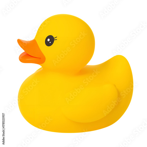 Colorful Rubber Duck Floating on Water During a Sunny Day in a Backyard Pool.