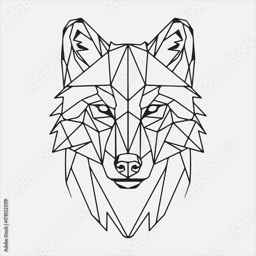 Beautiful fox head geomatric line art vector design