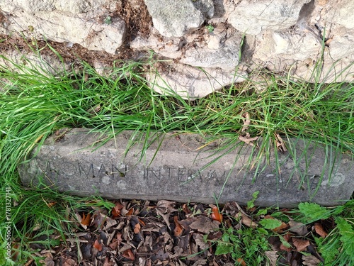 stone sign for Anglican tower York England UK