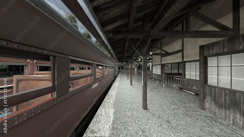 Obraz premium 旧駅舎 3DCGレンダリング