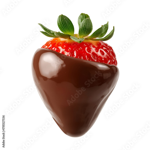 Delicious Chocolate Dipped Strawberry on a White Background Ready for Dessert...