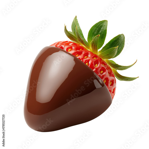 Delicious Chocolate Dipped Strawberry on a White Background Ready for Dessert...