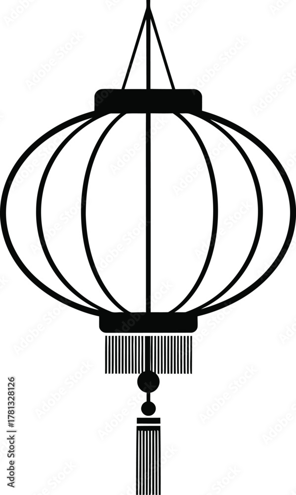 Fototapeta premium Traditional chinese lantern silhouette isolated on white background