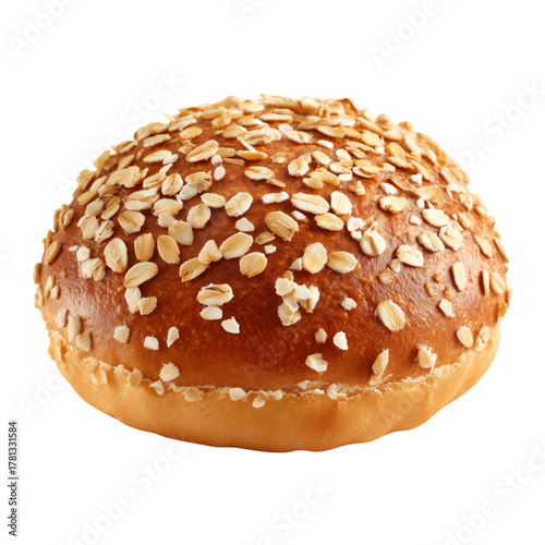 Freshly Baked Golden Oat Roll With a Soft Texture and Crunchy Topping Ready f...