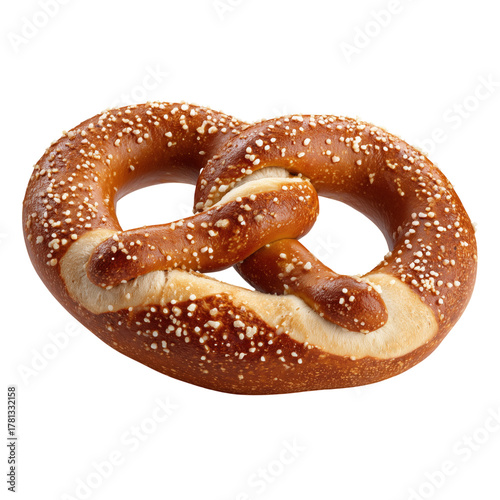 Warm Pretzel With Coarse Salt Served on a Wooden Table for a Delicious Snack.