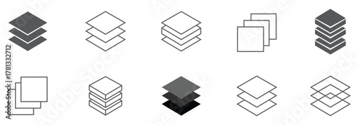 Layer icon set. high comfort structure symbol. business growth infographic layers. Presentation sign