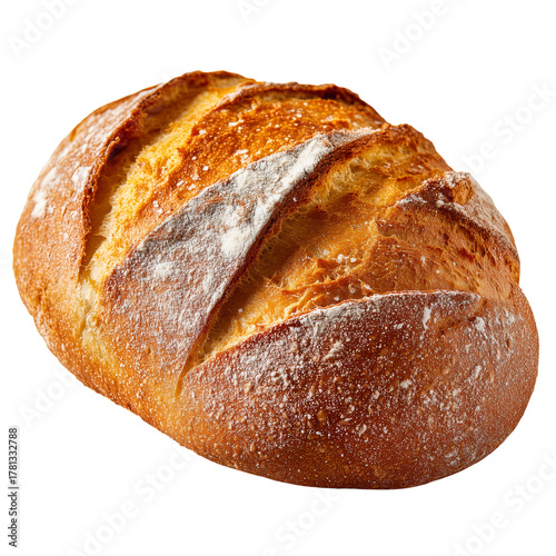 Freshly Baked Round Bread With Golden Crust and Rustic Appearance.