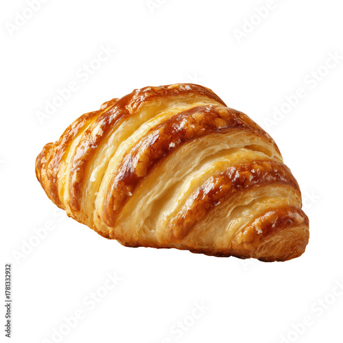 Flaky Pastry Topped With Golden Glaze on a White Background.