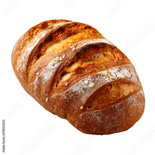 Freshly Baked Artisanal Bread Loaf With Crusty Texture and Golden Color.