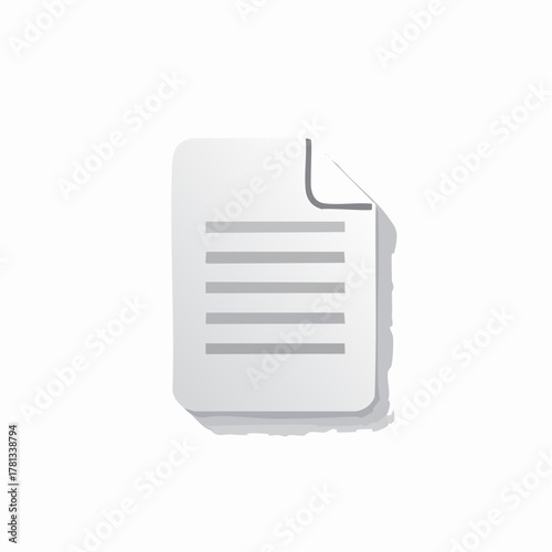 Minimalist Icon of a Document with Gray Lines on White Background paper text