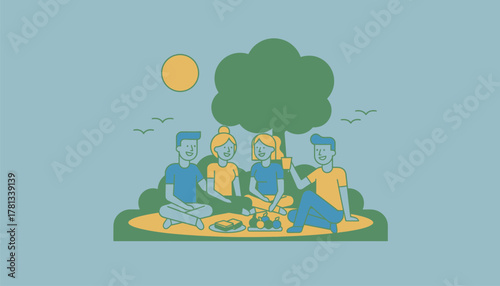 A group of friends enjoying a picnic in a park highlighting social connections and the benefits of spending time with loved ones.