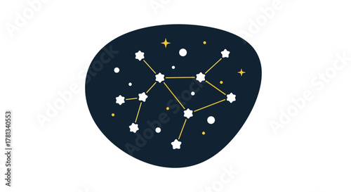 Stellar network on dark background with stars and constellations