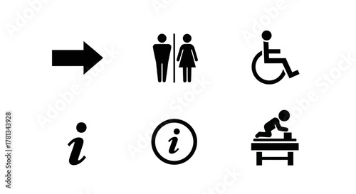 Minimalist icons set for public spaces and accessibility