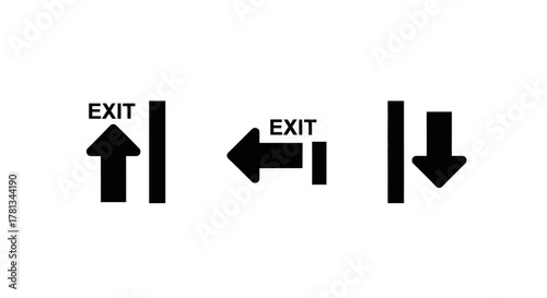 Simple exit arrow icons in minimalist style for directional signage
