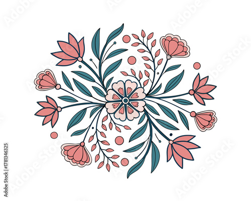 Elegant Floral Vector Illustration with Pastel Colors for Backgrounds and Designs Artwork with Flowers and Leaves