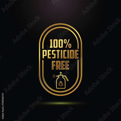 Fotografía Golden emblem declaring 100 percent pesticide free status