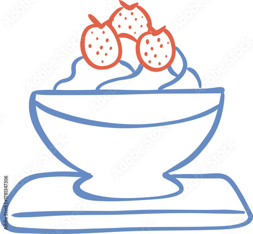 Healthy Breakfast Line Icon Doodle Illustration
