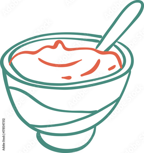 Healthy Breakfast Line Icon Doodle Illustration