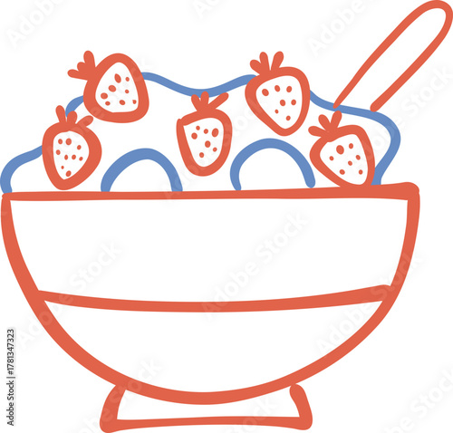Healthy Breakfast Line Icon Doodle Illustration